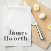 Stijlvolle bewerkbare moderne retro-tekst | Grey Theedoek (Quarter Fold)