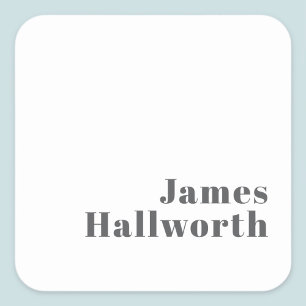 Stijlvolle bewerkbare retro moderne tekst   Grijs Vierkante Sticker