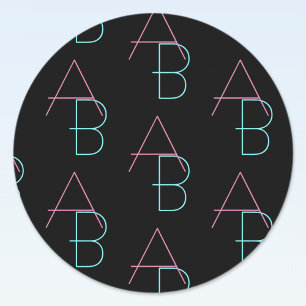 Stijlvolle bewerkbare twee moderne betegelde initi ronde sticker