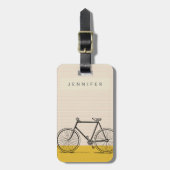 Stijlvolle bijenillustratie Blush en gele naam Bagagelabel (Voorkant verticaal)