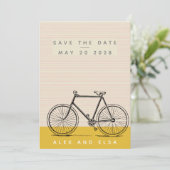 Stijlvolle bijenillustratie Blush en gele naam Save The Date (Staand voorkant)