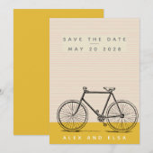 Stijlvolle bijenillustratie Blush en gele naam Save The Date (Voorkant / Achterkant)