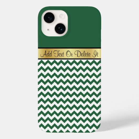 Stijlvolle Billiard Green en White Chevron Monogra Case-Mate iPhone Case (Achterkant)