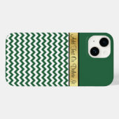 Stijlvolle Billiard Green en White Chevron Monogra Case-Mate iPhone Case (Achterkant (horizontaal))