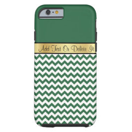 Stijlvolle Billiard Green en White Chevron Monogra Case-Mate iPhone 14 Hoesje
