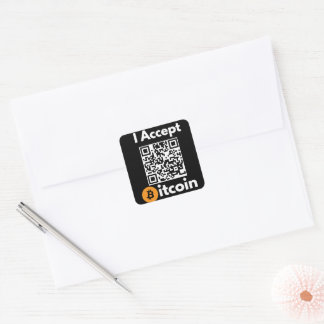 Stijlvolle Bitcoin - BTC crypto -Scan me qr Vierkante Sticker