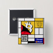 Stijlvolle Bitcoin - BTC crypto Vierkante Button 5,1 Cm (Voorkant /achterkant)