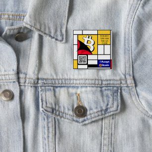 Stijlvolle Bitcoin - BTC crypto Vierkante Button 5,1 Cm