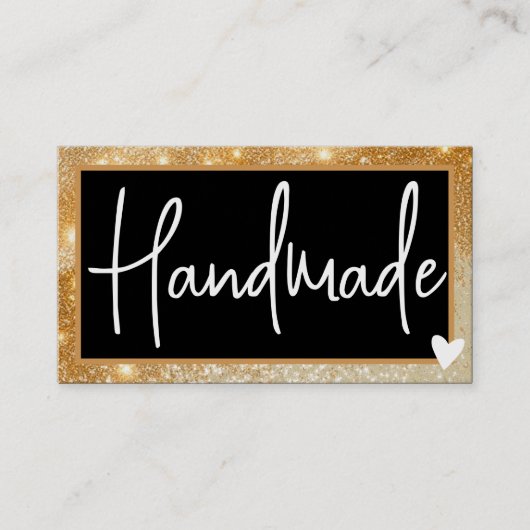 Stijlvolle Black Gold Honey Lijst Heart met QR-cod Visitekaartje (Voorkant)