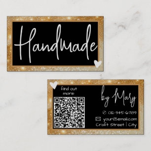 Stijlvolle Black Gold Honey Lijst Heart met QR-cod Visitekaartje