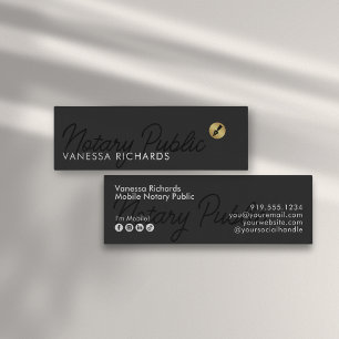 Stijlvolle Black Script Notary Public Gold Pen Nib Mini Visitekaartje