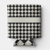 Stijlvolle Black & Silver Glitter Checkers Blikjeskoeler (Achterkant)