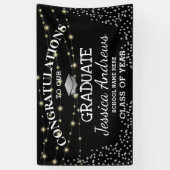 Stijlvolle Black & Sliver Klasse van 2025 Afstuder Spandoek (Verticaal)