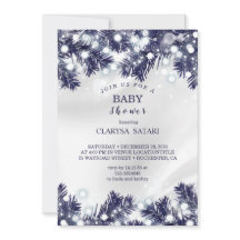 Stijlvolle blauw bloem lichtpatroon Baby shower