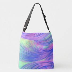Stijlvolle blauw paarse Abstracte veren Crossbody Tas
