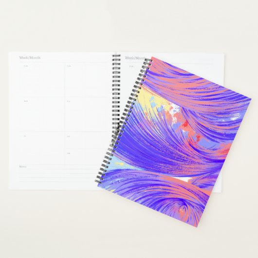 Stijlvolle blauw roze Abstract Veren Planner (Display)
