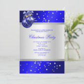 Stijlvolle Blauwe Baubles & Parels Kerstmis Kaart (Staand voorkant)