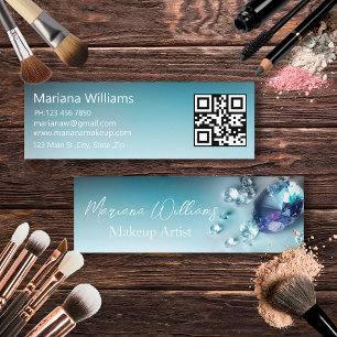 stijlvolle blauwe diamanten make - up artiest qr c mini visitekaartje