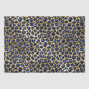 Stijlvolle blauwe en gouden folie luipaardvlekken  tissuepapier