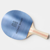 Stijlvolle blauwe fonogramnaam in geborsteld metal tafeltennisbatje (Zijkant)