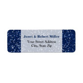 Stijlvolle blauwe glitter etiket (Voorkant)