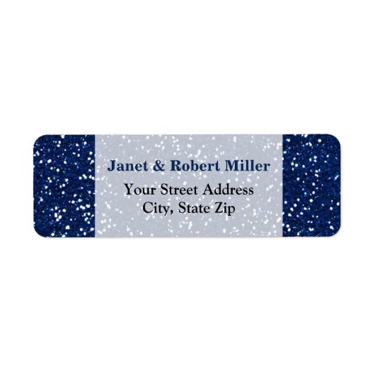 Stijlvolle blauwe glitter etiket (Voorkant)