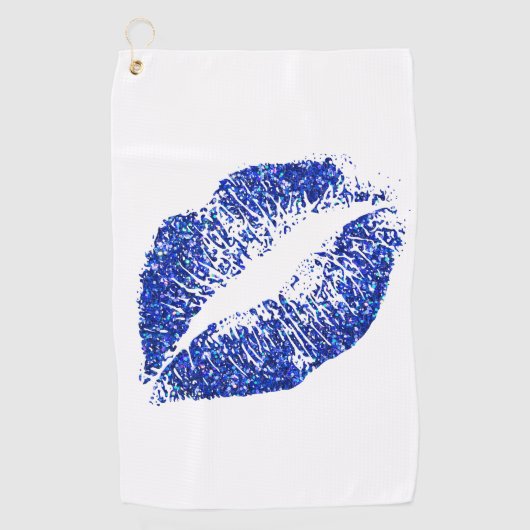 Stijlvolle blauwe glitter Lips #2 Golfhanddoek (Voorkant)