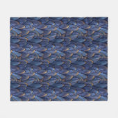 Stijlvolle blauwe gouden veren fleece deken (Voorkant (Horizontaal))