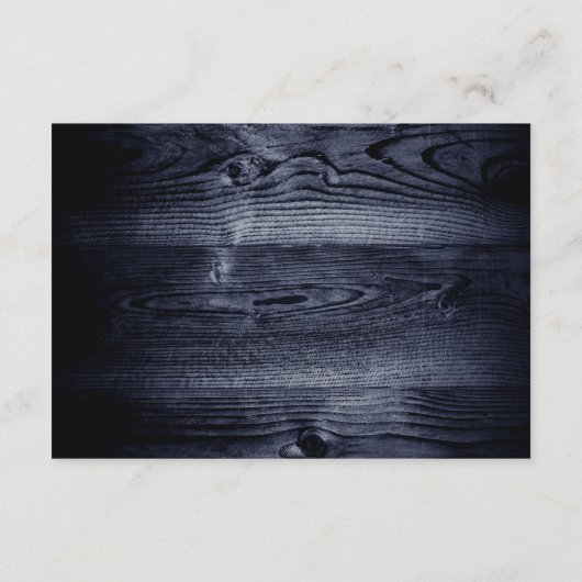 Stijlvolle Blauwe Houten Kant Bruiloft Details Informatiekaartje (Achterkant)