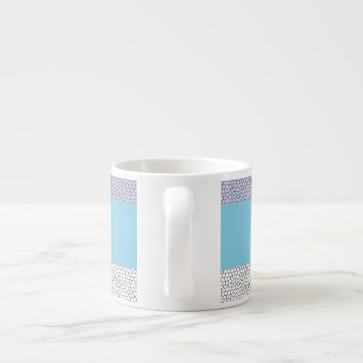 Stijlvolle blauwe kleur witte mozaïekmonogrammen espresso kop (Achterkant)