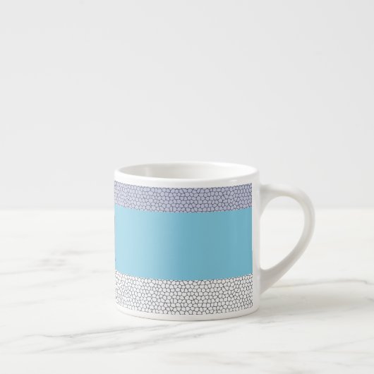 Stijlvolle blauwe kleur witte mozaïekmonogrammen espresso kop (Rechts)