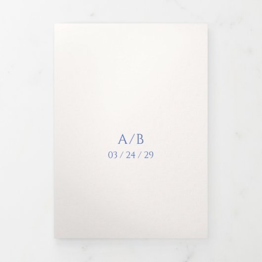 Stijlvolle blauwe moderne bruiloft drieluik uitnodiging (Cover)