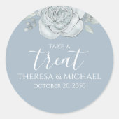 Stijlvolle blauwe mosterdflora Neem een Treat Call Ronde Sticker (Voorkant)