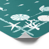 Stijlvolle blauwe onderwatersaascape poster (Hoek)