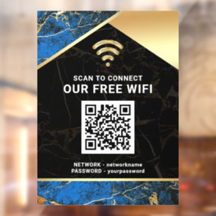 Stijlvolle Blauwe QR Code Wifi Netwerk Wachtwoord Raamsticker