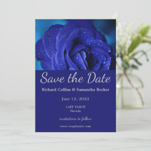 Stijlvolle blauwe Roos bruiloft slaat de datum op Save The Date
