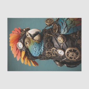 Stijlvolle blauwe Steampunk Decoupage Parrot Tissuepapier