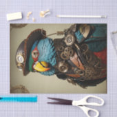 Stijlvolle blauwe Steampunk Parrot Tissuepapier (Craft)
