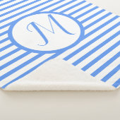 Stijlvolle blauwe strepen M Monogram Drow Blanket Sherpa Deken (3/4)