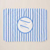 Stijlvolle blauwe strepen M Monogram Drow Blanket Sherpa Deken (Voorkant (horizontaal))