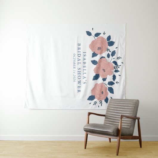 Stijlvolle blauwe tuinbloem aangepaste bruiloftsdo wandkleed (In Situ (horizontaal))