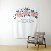 Stijlvolle blauwe tuinbloem op maat gemaakte bruid wandkleed (In situ)