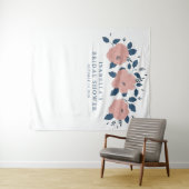 Stijlvolle blauwe tuinbloem op maat gemaakte bruid wandkleed (In Situ (horizontaal))