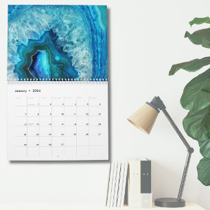 Stijlvolle Blauwe Turquoise Moderne Muur Kalender