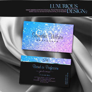 Stijlvolle Blauwgroen Paarse Glitter Sparkle Stars Visitekaartje