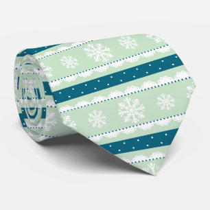 Stijlvolle, Blauwgroen-witte kerstschilfers Stropdas