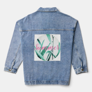 Stijlvolle Bleekgroene Plant Zomer Vibes Denim Jacket