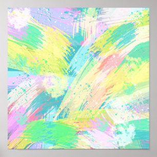 Stijlvolle Bleke pasta-kleuren Abstracte kunst Poster