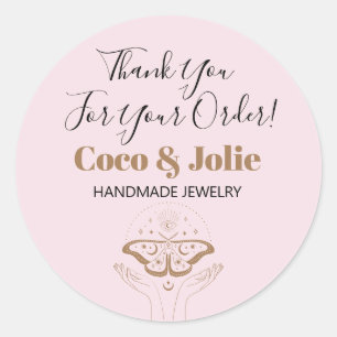 Stijlvolle, blinde, roze, mystieke Logo Dank u Ronde Sticker