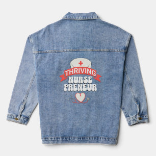 Stijlvolle BLOEIENDE NURSEPRENEUR Verpleegkundige  Denim Jacket
